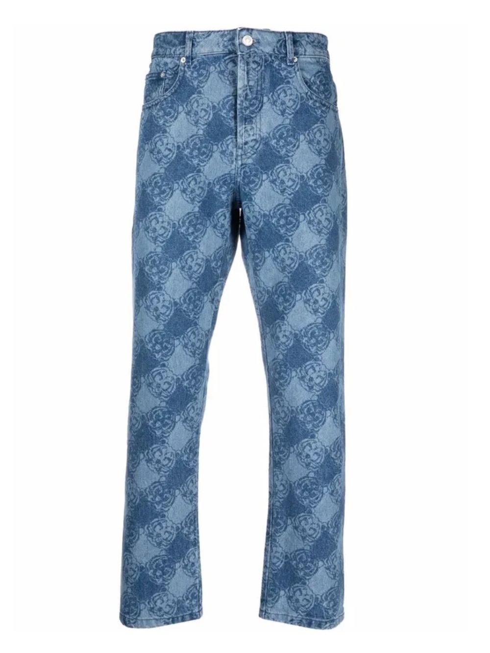 KENZO || Tiger Print Patterned Jeans Harlequin Diamond‎ Blue 29